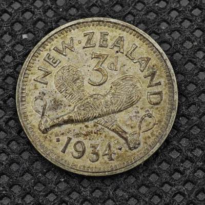 【淘币小摊】限时拍第八百二十四拍  小银币场  满百包邮可预留两周  周一统一发货  -   新西兰1934年乔治五世3便士银币