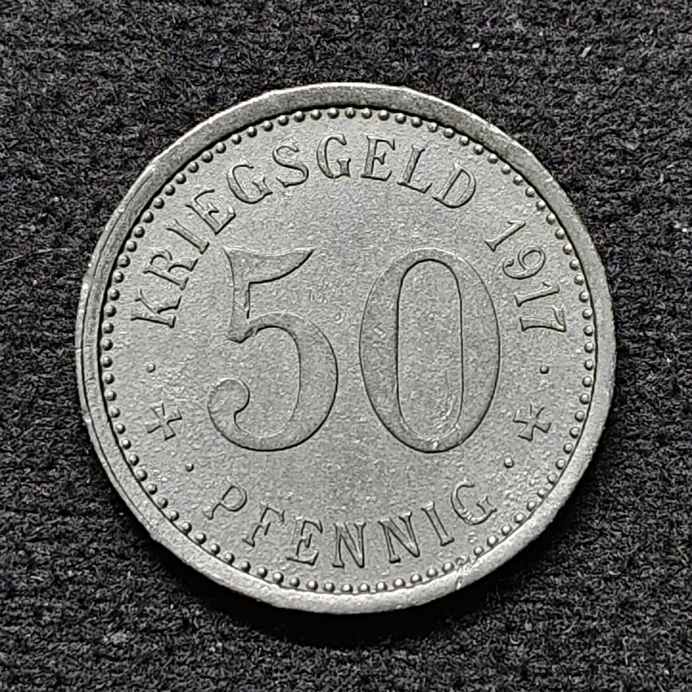 【全场包邮】纯粹捡漏拍484场（免费代拍第21场） 德国紧急状态门登1917年50芬妮锌币