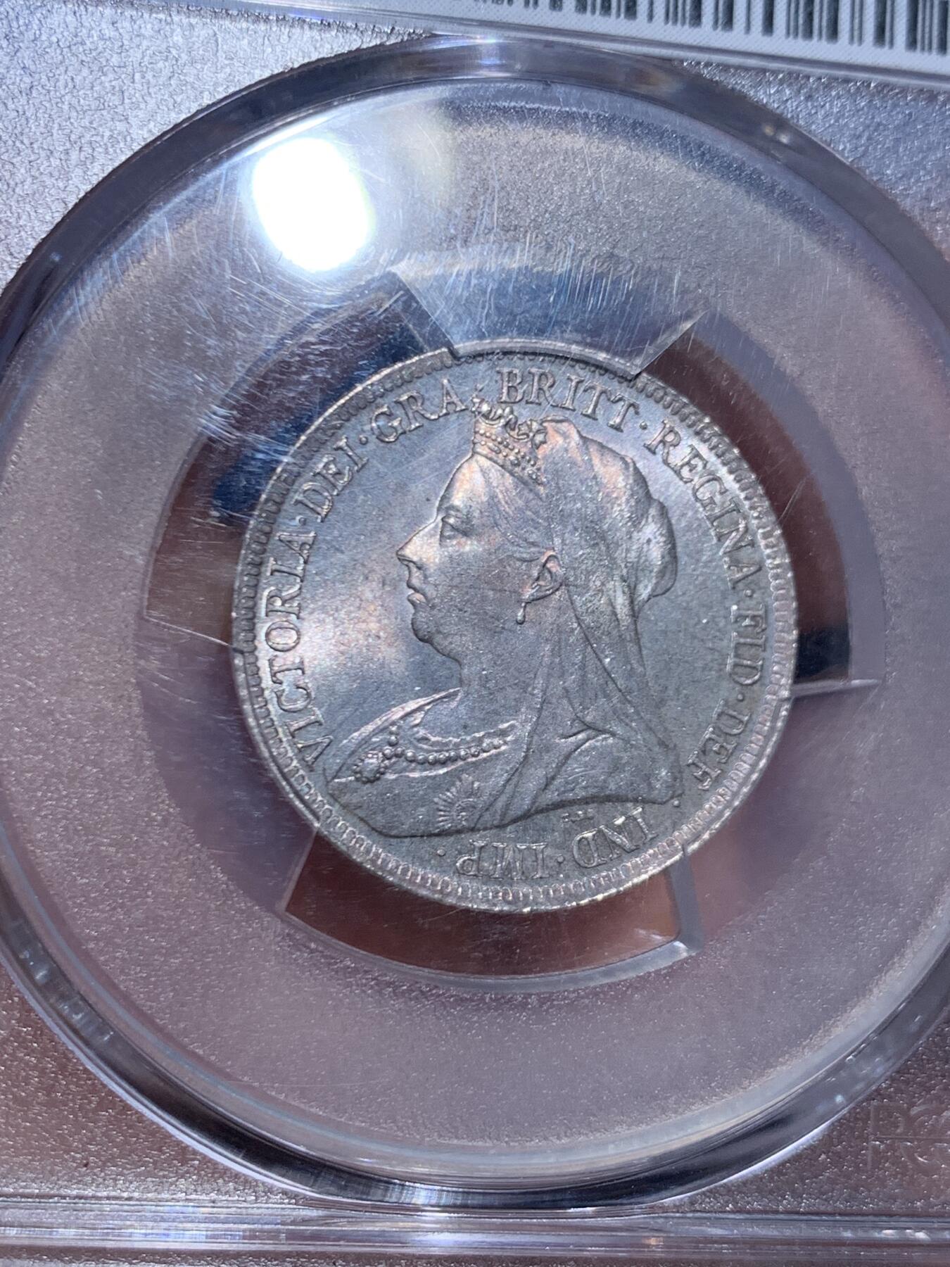 《竞宝斋》第445场 周日，周一，2场连拍 （全场包邮） PCGS MS65 英国 1900年 维多利亚 披纱 先令 仅有7枚更高分 双面欧洲老包浆