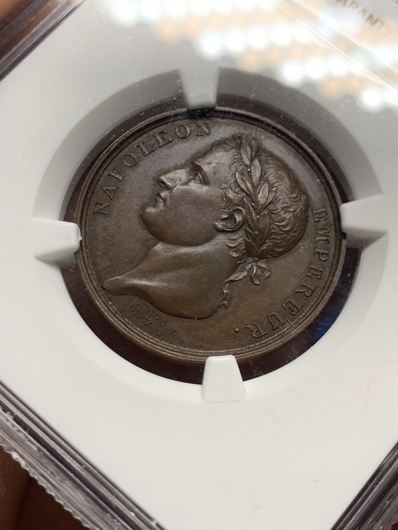 《竞宝斋》第445场 周日，周一，2场连拍 （全场包邮） NGC MS63BN 法国1805年拿破仑纪念德赛将军墓碑铜章 季军分