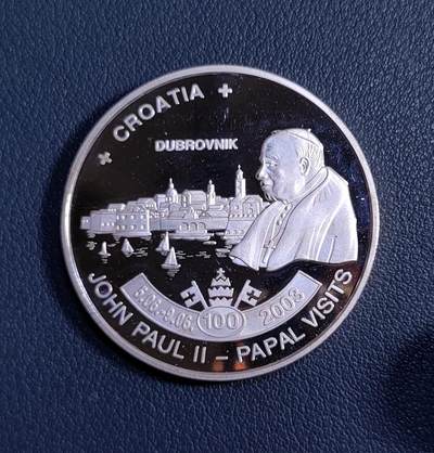 发行量少2011年马拉维纪念约翰·保罗二世访问克罗地亚5克瓦揸 克朗型大精制银币  - 发行量少2011年马拉维纪念约翰·保罗二世访问克罗地亚5克瓦揸 克朗型大精制银币 