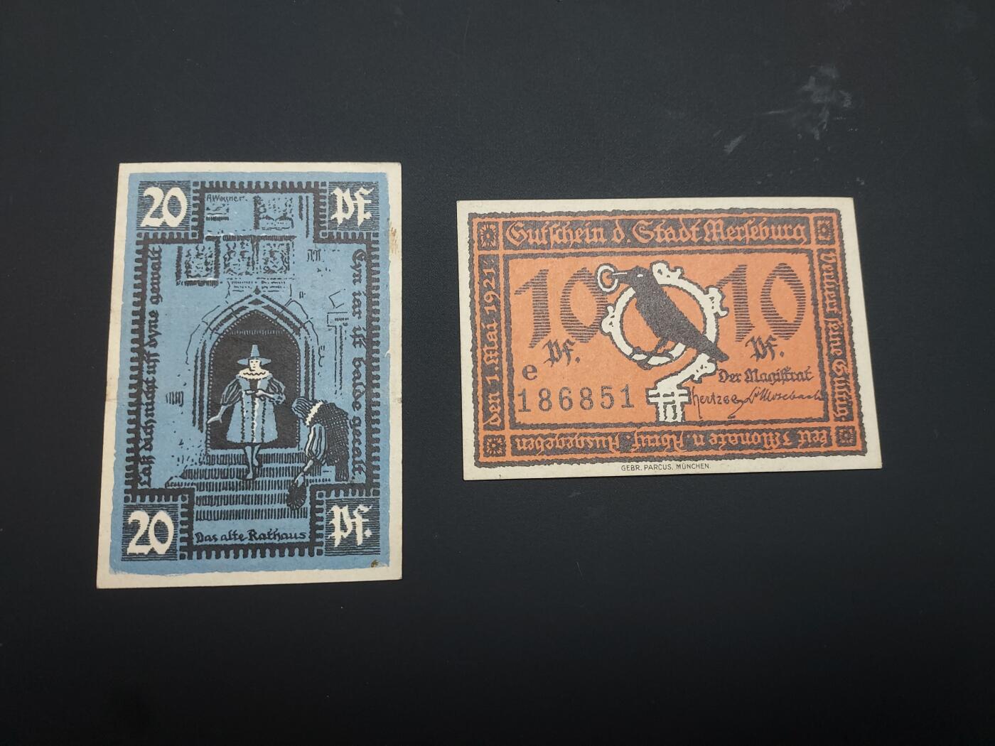 博彦收藏  12月15日 8点 钱币专场 全场包邮 德国 萨克森州应急纸币2张 流通好品