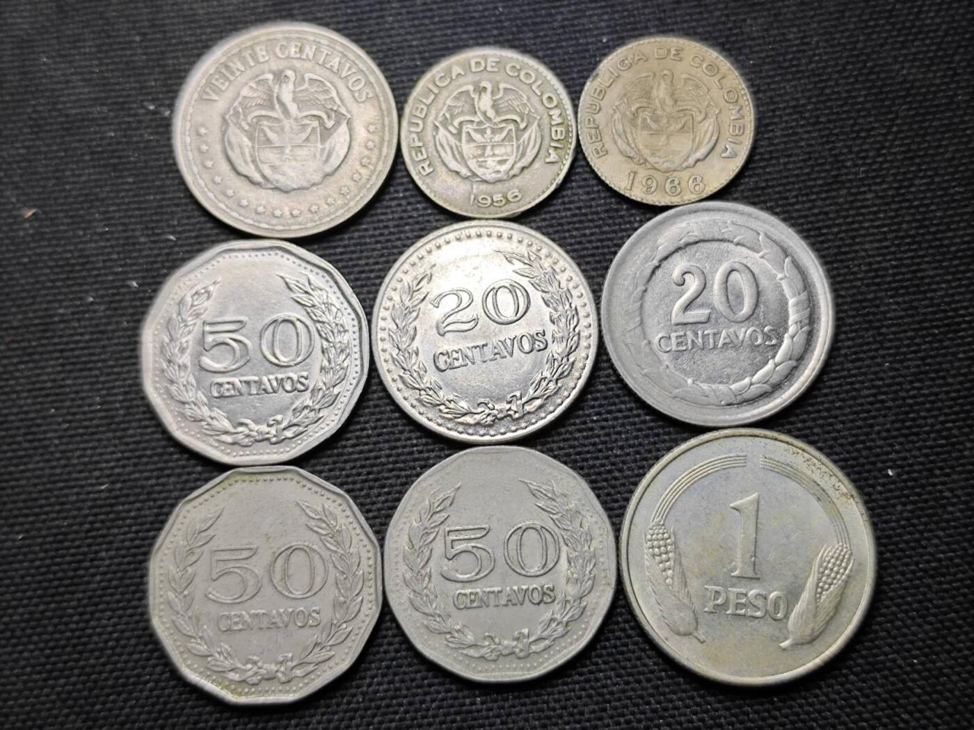 KK钱币收藏小铺 第375期  2月预留时间 周末发货  哥伦比亚一组9枚