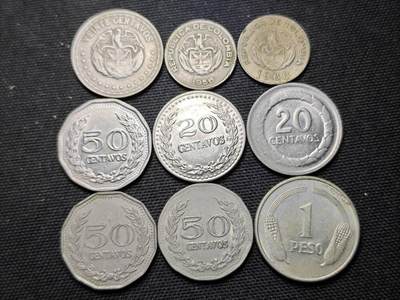 KK钱币收藏小铺 第375期  2月预留时间 周末发货 -  哥伦比亚一组9枚