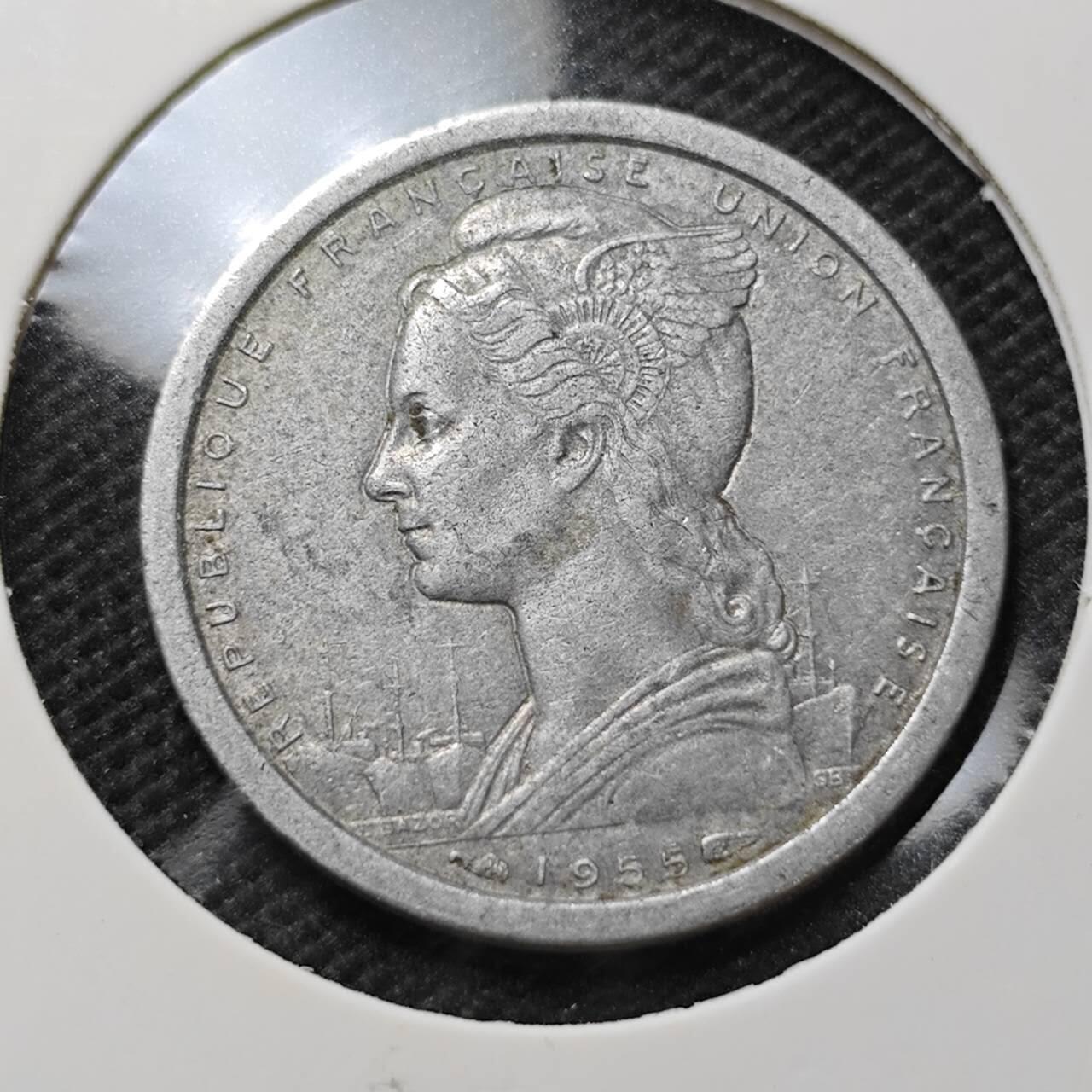 KK钱币收藏小铺 第375期  2月预留时间 周末发货  1955法属西非1法郎