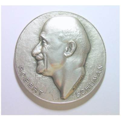 【艺术】法国艺术大章 欧盟之父舒曼 高浮雕精制超大镀银章 70MM 185克 - 【艺术】法国艺术大章 欧盟之父舒曼 高浮雕精制超大镀银章 70MM 185克