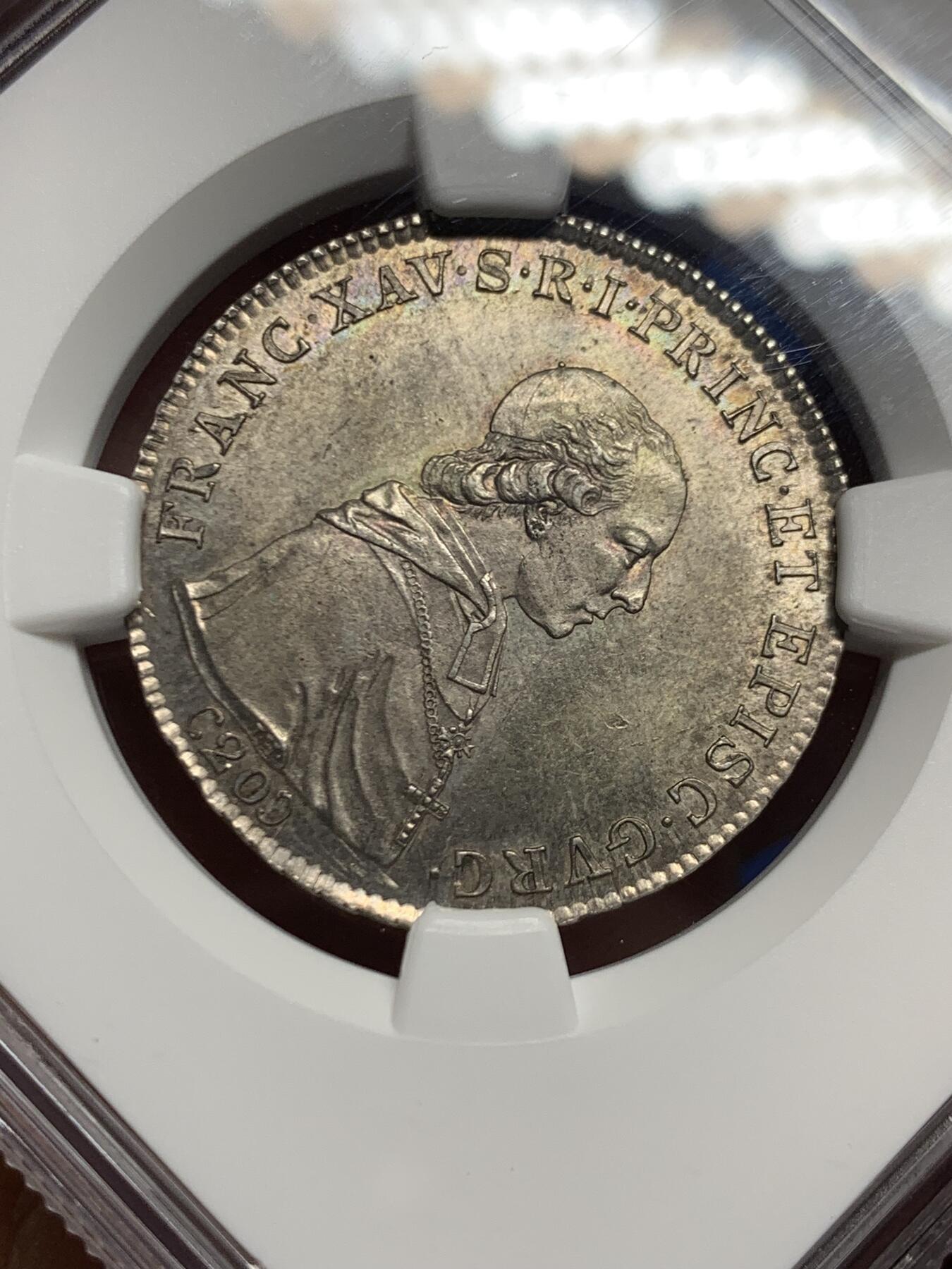 《竞宝斋》第445场 周日，周一，2场连拍 （全场包邮） 冠军分 NGC MS64 奥地利帝国  1806年 古尔克主教区 20克鲁泽银币 独年发行  精品辅币