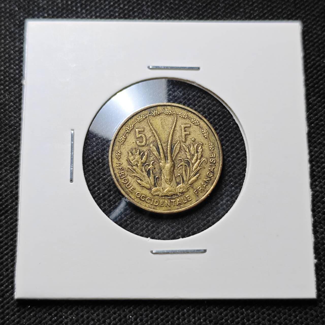 KK钱币收藏小铺 第375期  2月预留时间 周末发货  法属西非5法郎