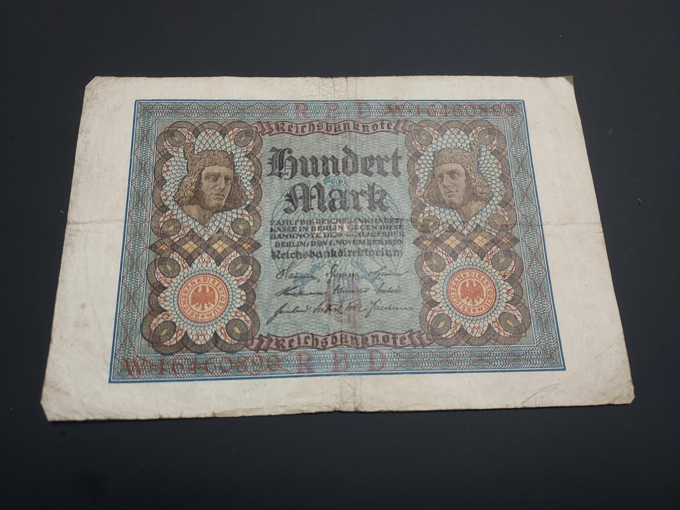 博彦收藏  12月15日 8点 钱币专场 全场包邮 1920 德国100马克 流通品