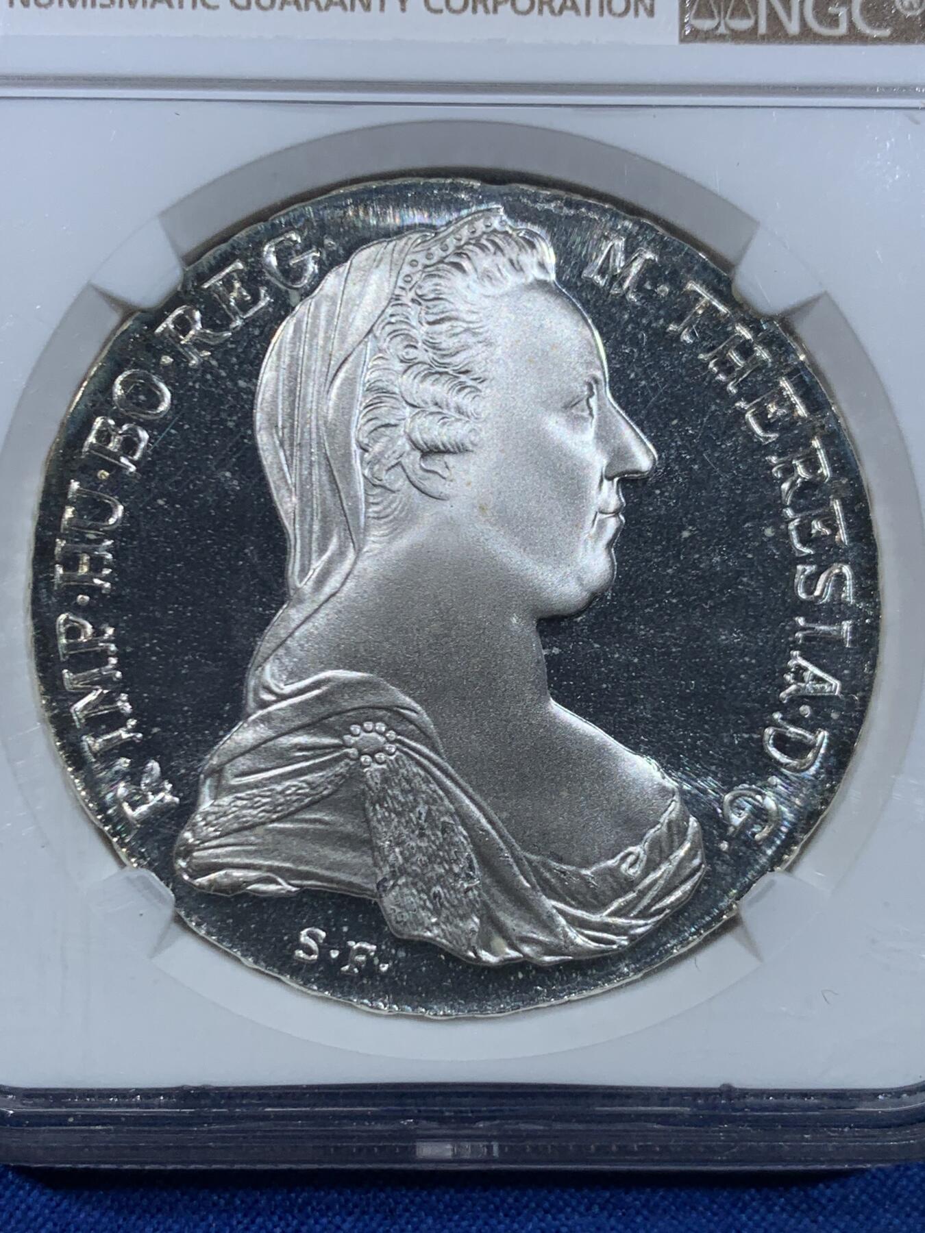 《竞宝斋》第445场 周日，周一，2场连拍 （全场包邮） NGC PF68UC 奥地利1780大奶妈泰勒精制银币 后铸版