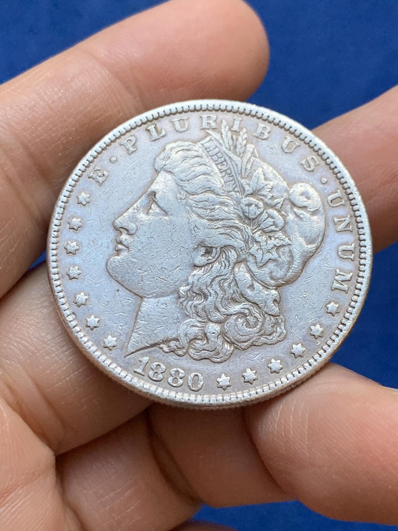 《竞宝斋》第445场 周日，周一，2场连拍 （全场包邮） 美国1880年摩根自由女神1美元银币