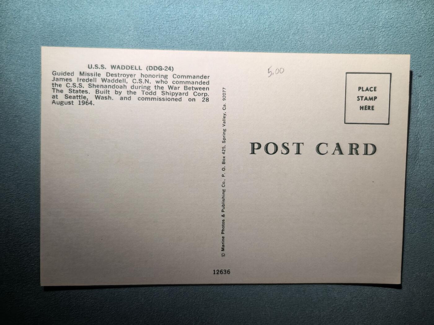 盛世勋华——号角文化勋章邮票专场拍卖第292期 美国冷战时期军舰专题明信片 瓦德尔号导弹驱逐舰