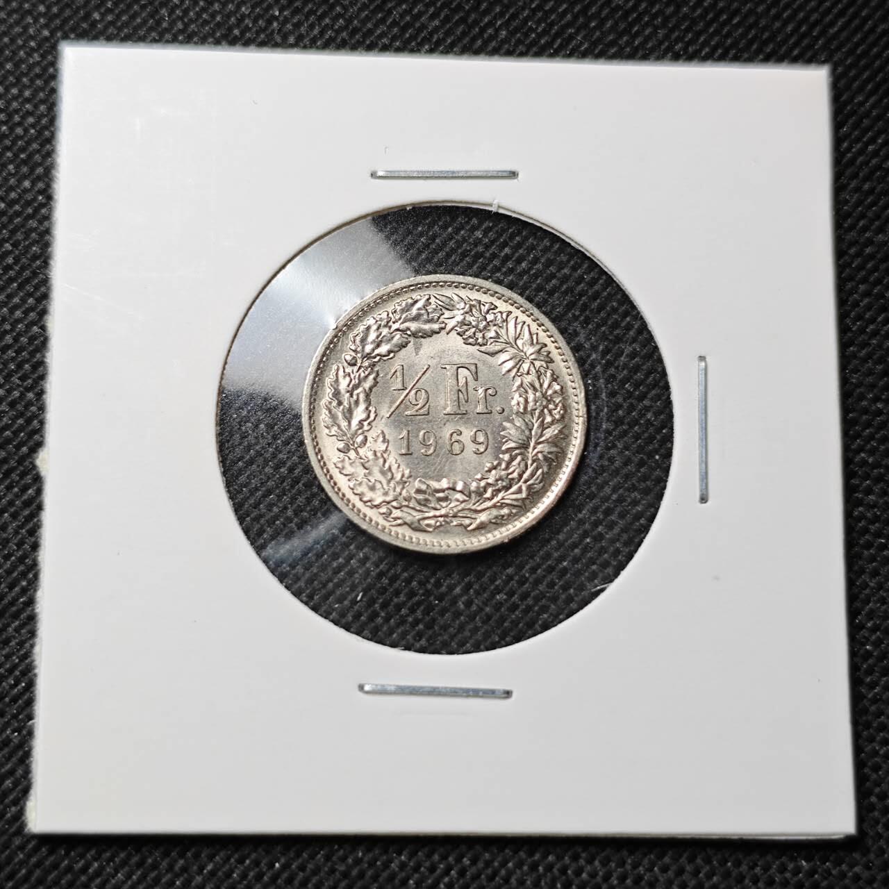 KK钱币收藏小铺 第375期  2月预留时间 周末发货  1969瑞士0.5法郎 好品