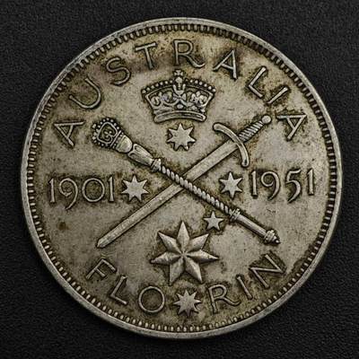 【淘币小摊】实时拍第八百二十一拍   散币场   满百包邮可预留二周 每周一统一发货   - 澳大利亚1951年乔治六世弗洛林银币