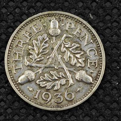 【淘币小摊】限时拍第八百二十四拍  小银币场  满百包邮可预留两周  周一统一发货  -      英国1936年乔治五世3便士银币