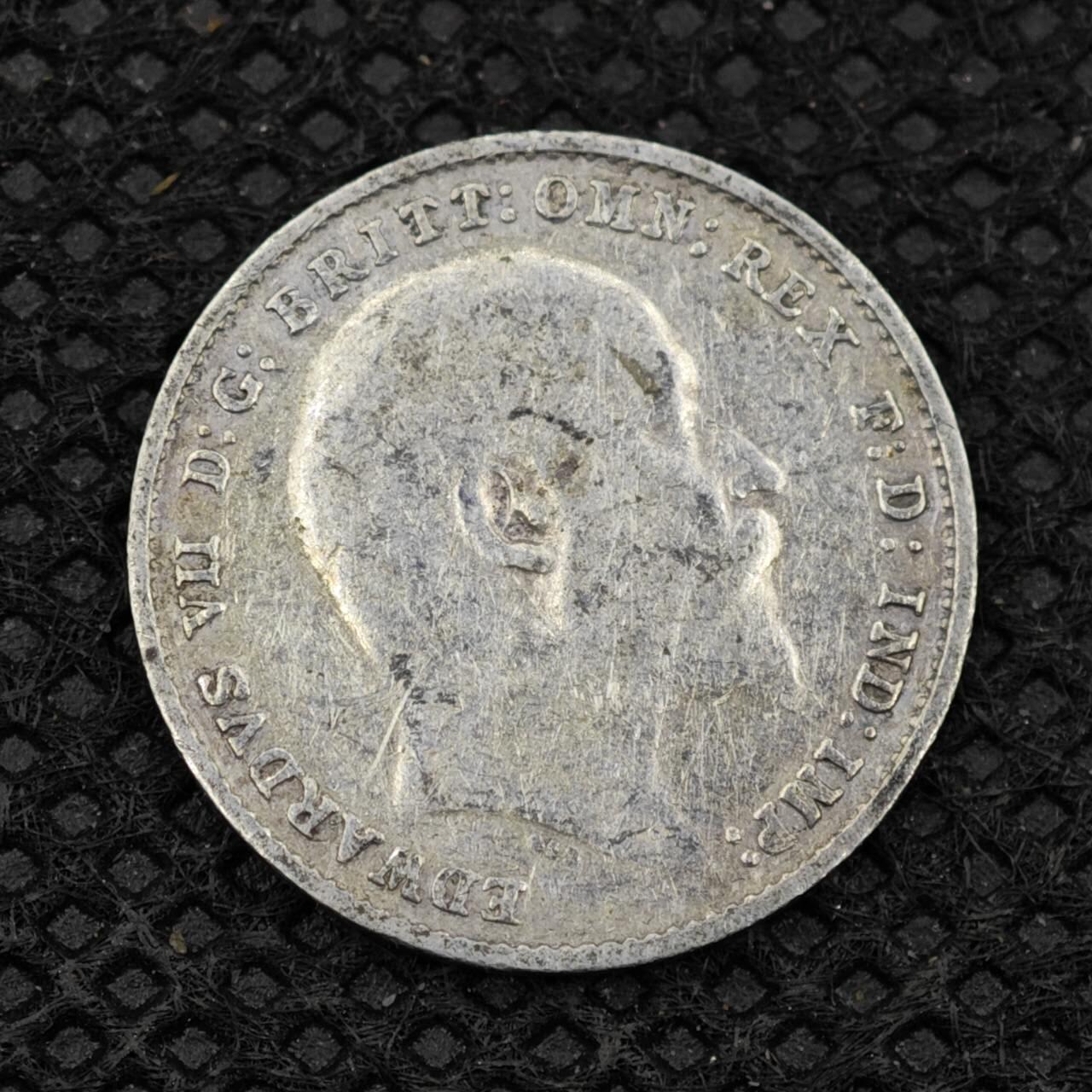 【淘币小摊】限时拍第八百二十四拍  小银币场  满百包邮可预留两周  周一统一发货      英国1906年爱德华七世3便士银币