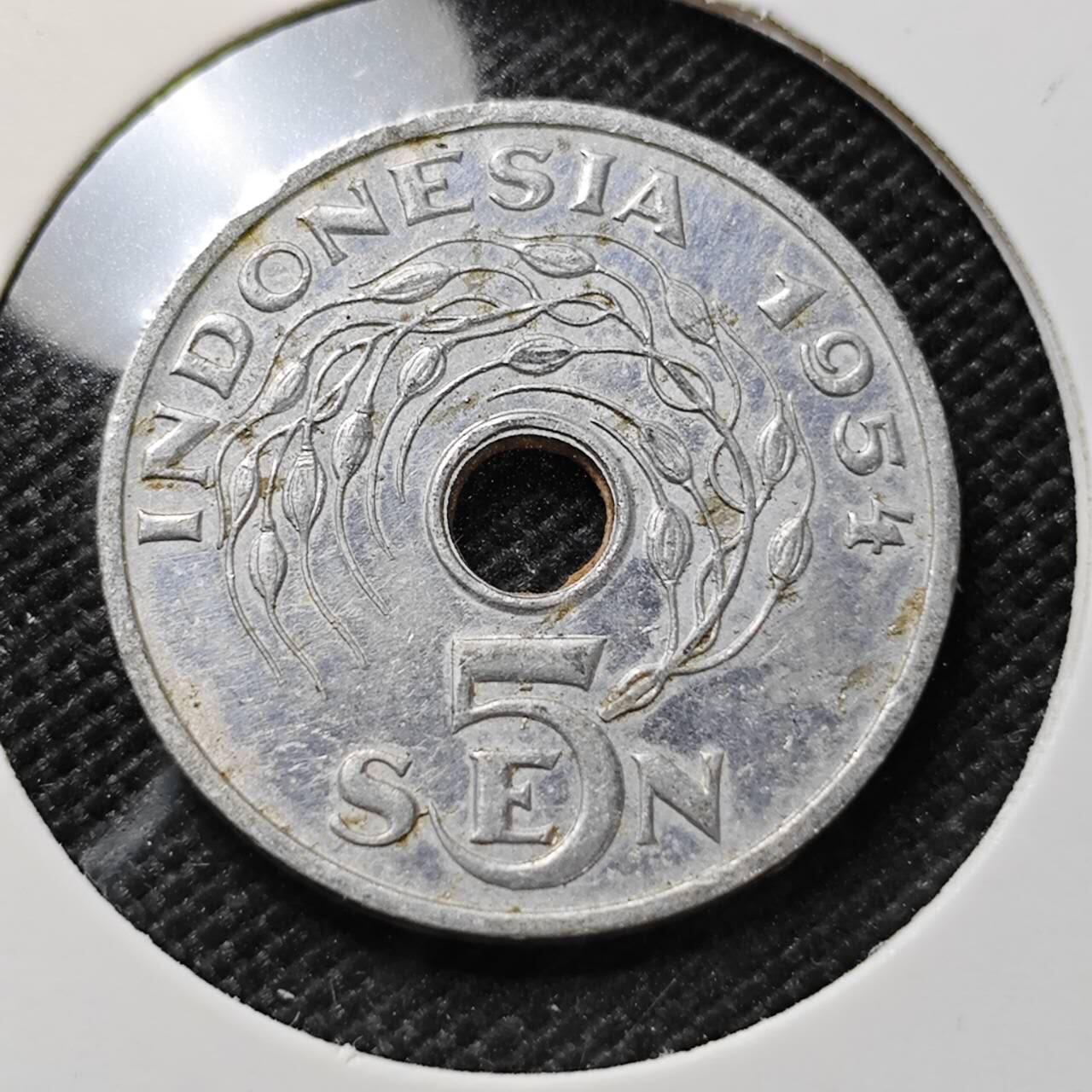 KK钱币收藏小铺 第375期  2月预留时间 周末发货  1954印度尼西亚5仙