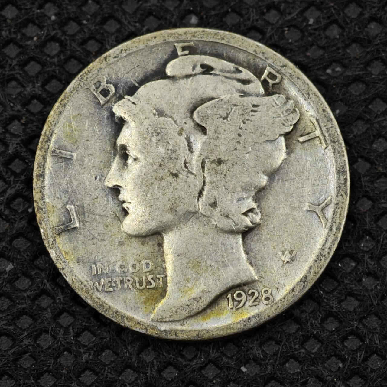 【淘币小摊】限时拍第八百二十四拍  小银币场  满百包邮可预留两周  周一统一发货   美国1928年小飞人10分银币