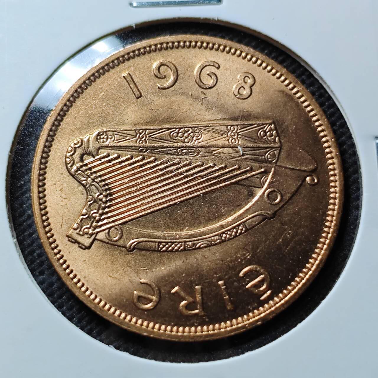 KK钱币收藏小铺 第375期  2月预留时间 周末发货  1968爱尔兰1便士铜币 好品 母鸡铜币