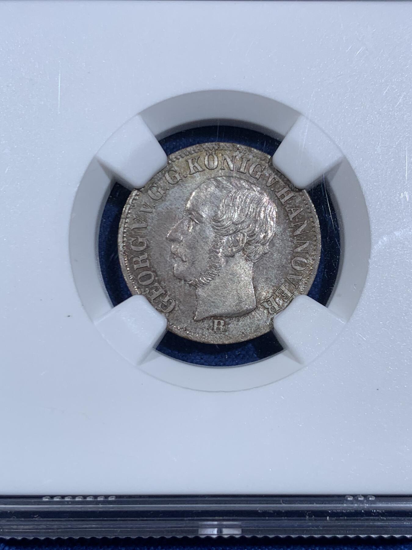 《竞宝斋》第445场 周日，周一，2场连拍 （全场包邮） NGC MS66 德国 1853B 汉诺威 1/12泰勒银币 不多见的辅币分数