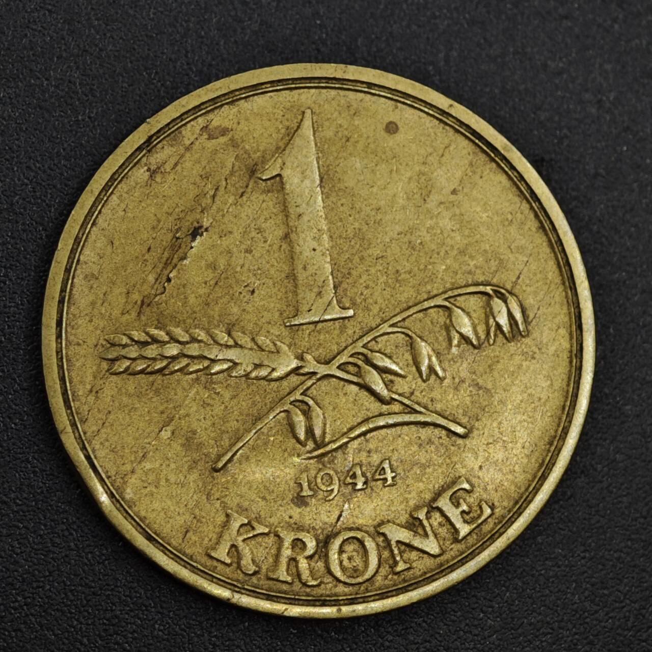 【淘币小摊】实时拍第八百二十一拍   散币场   满百包邮可预留二周 每周一统一发货   丹麦1944年1克朗铜币