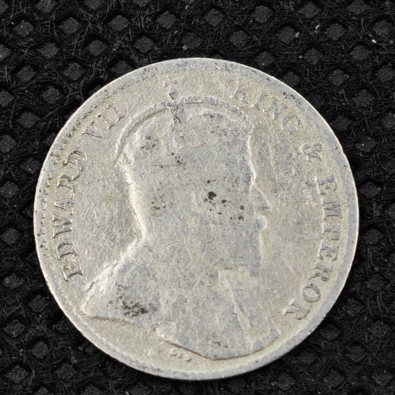 【淘币小摊】限时拍第八百二十四拍  小银币场  满百包邮可预留两周  周一统一发货    锡兰1908年爱德华七世10分银币