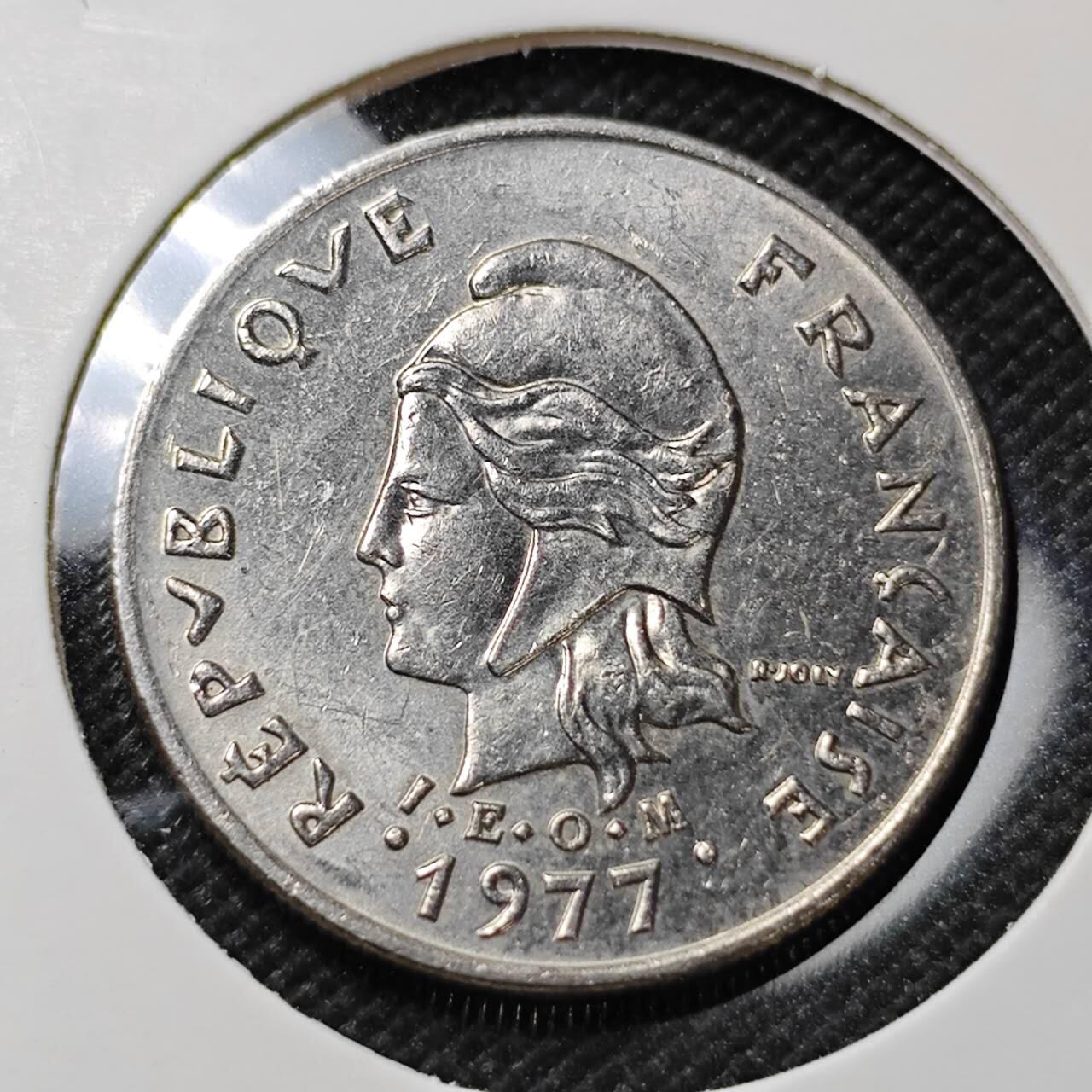 KK钱币收藏小铺 第375期  2月预留时间 周末发货  1977法属新喀里多尼亚10法郎