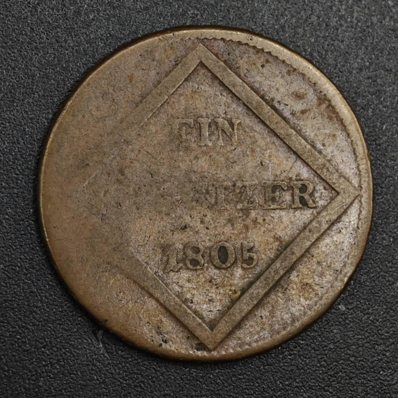 【淘币小摊】实时拍第八百二十一拍   散币场   满百包邮可预留二周 每周一统一发货   奥地利1805年1克鲁泽铜币