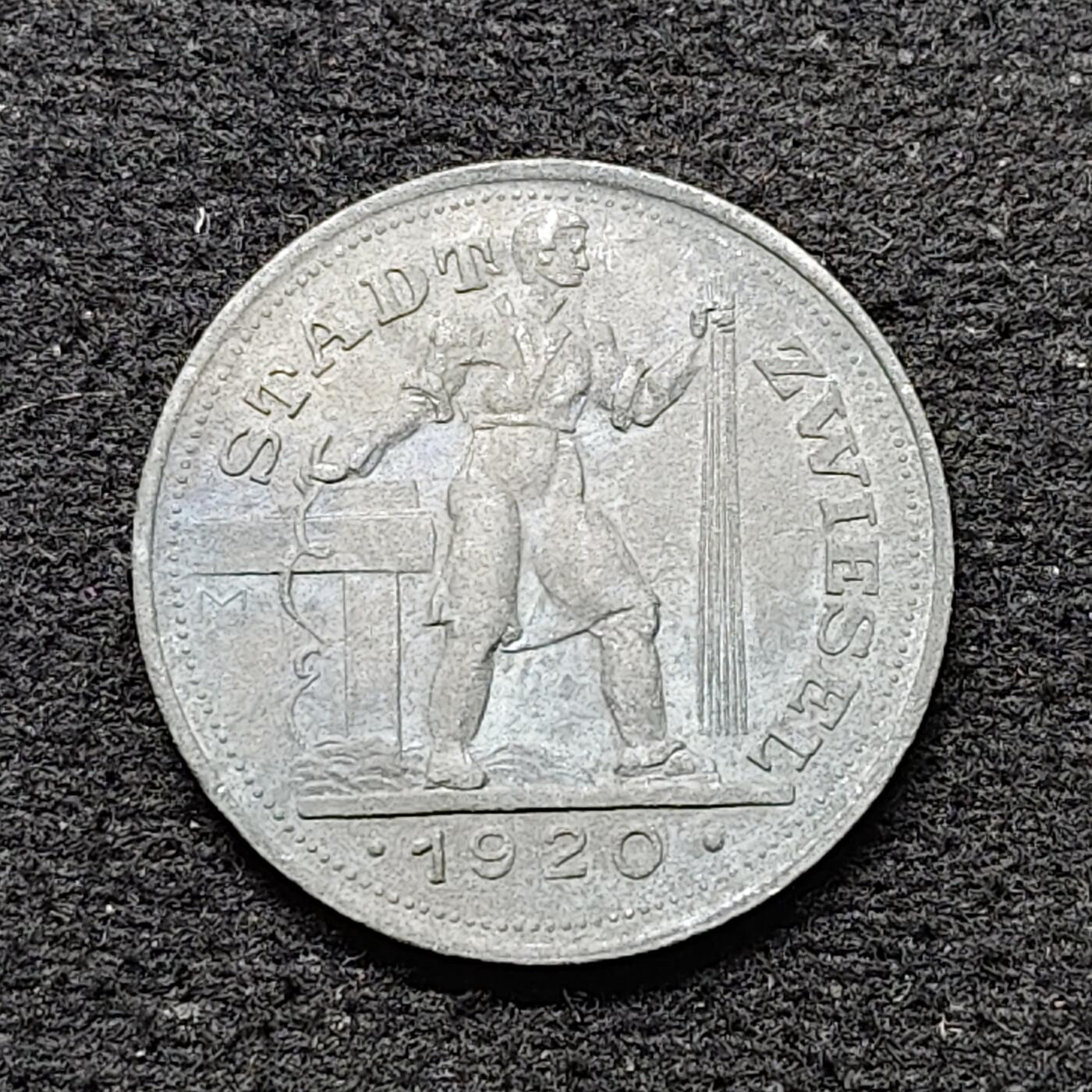 【全场包邮】纯粹捡漏拍484场（免费代拍第21场） 德国紧急状态茨维瑟尔1920年10芬妮锌币