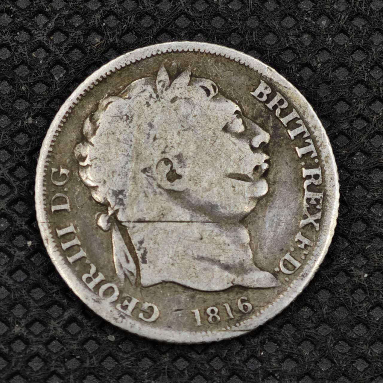 【淘币小摊】限时拍第八百二十四拍  小银币场  满百包邮可预留两周  周一统一发货   英国1816年乔治二世6便士银币