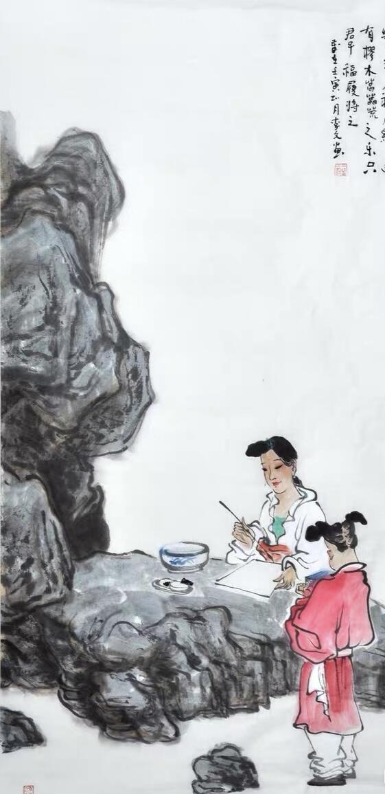 李文《南有樛木》 保真   李文，天津著名女画家，著名画家李翔龙之女，毕业于中央美术学院，天津美术家协会会员。    尺寸：三才    镜心未托裱。（无托实拍）