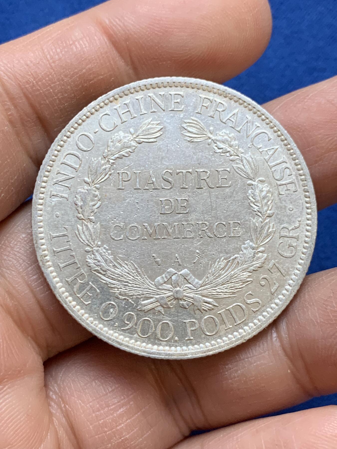 《竞宝斋》第445场 周日，周一，2场连拍 （全场包邮） 法属印支1900年坐洋1皮阿斯特银币 光度不错
