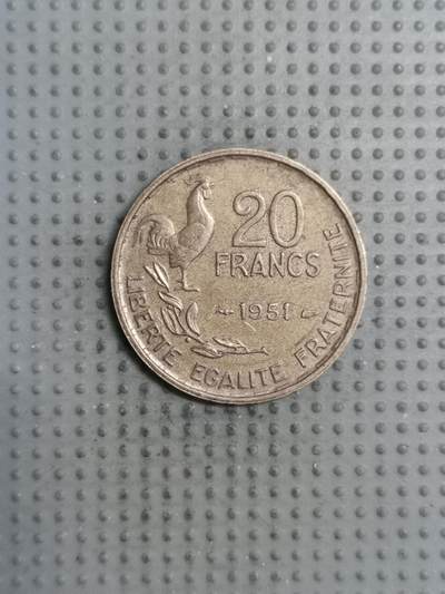 2025年第133场各国散币拍卖（总第133场） - 法国1951年20法郎
