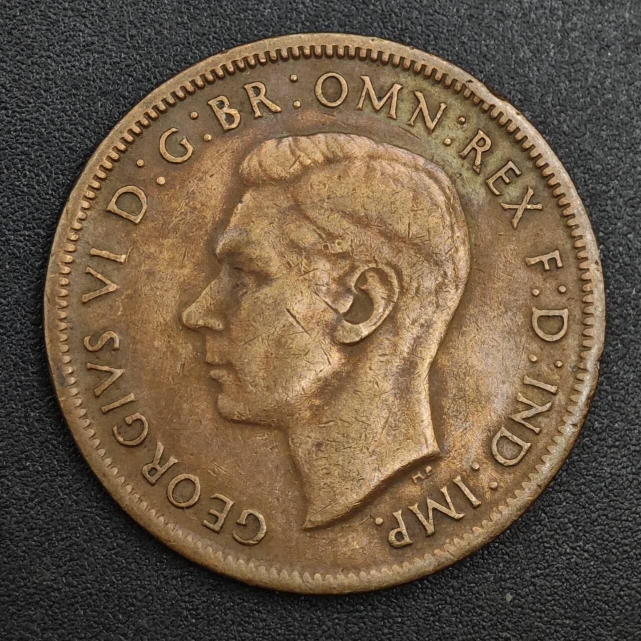 【淘币小摊】实时拍第八百二十一拍   散币场   满百包邮可预留二周 每周一统一发货   澳大利亚1943年乔治六世半便士铜币