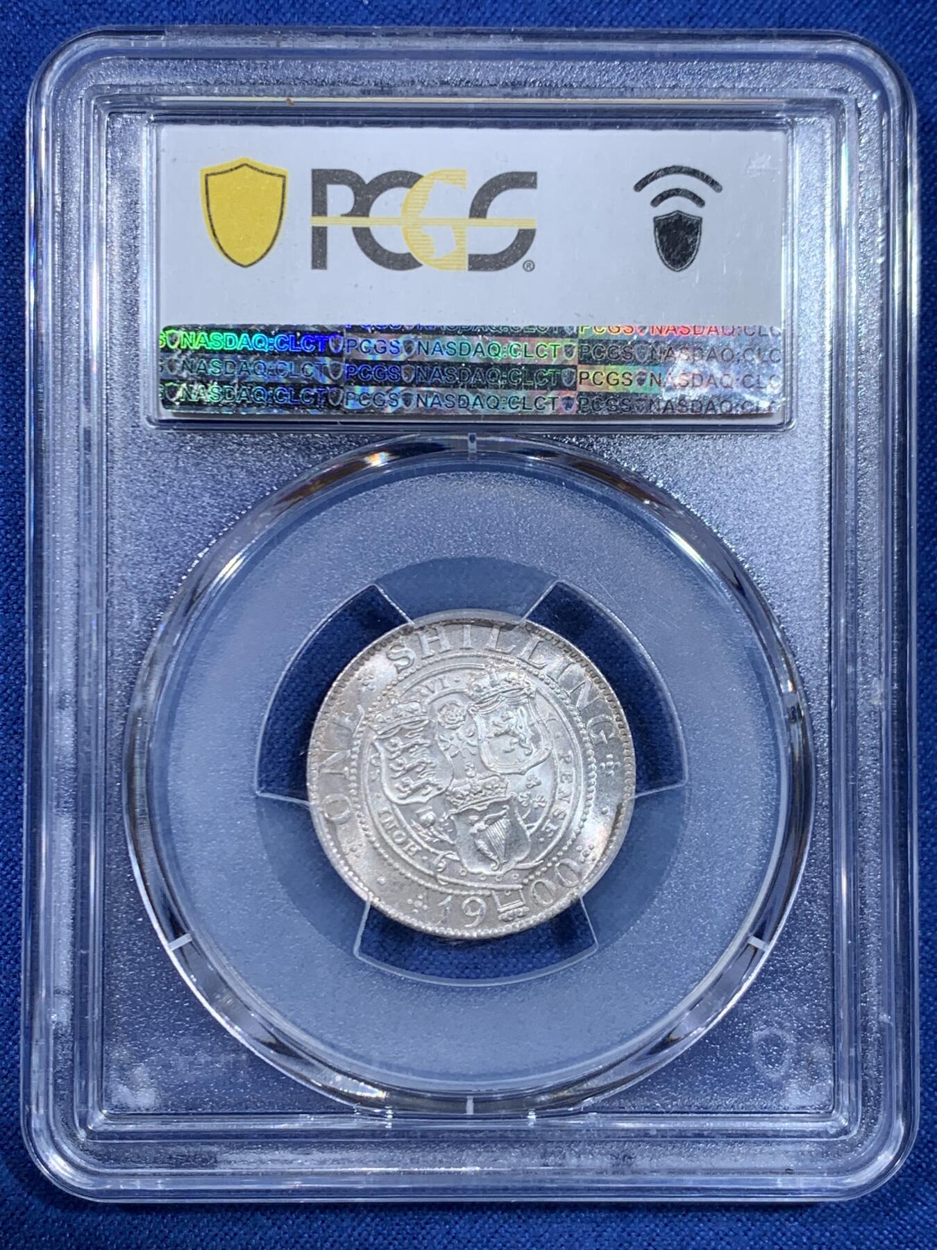 《竞宝斋》第445场 周日，周一，2场连拍 （全场包邮） PCGS MS65 英国 1900年 维多利亚 披纱 先令 仅有7枚更高分 双面欧洲老包浆