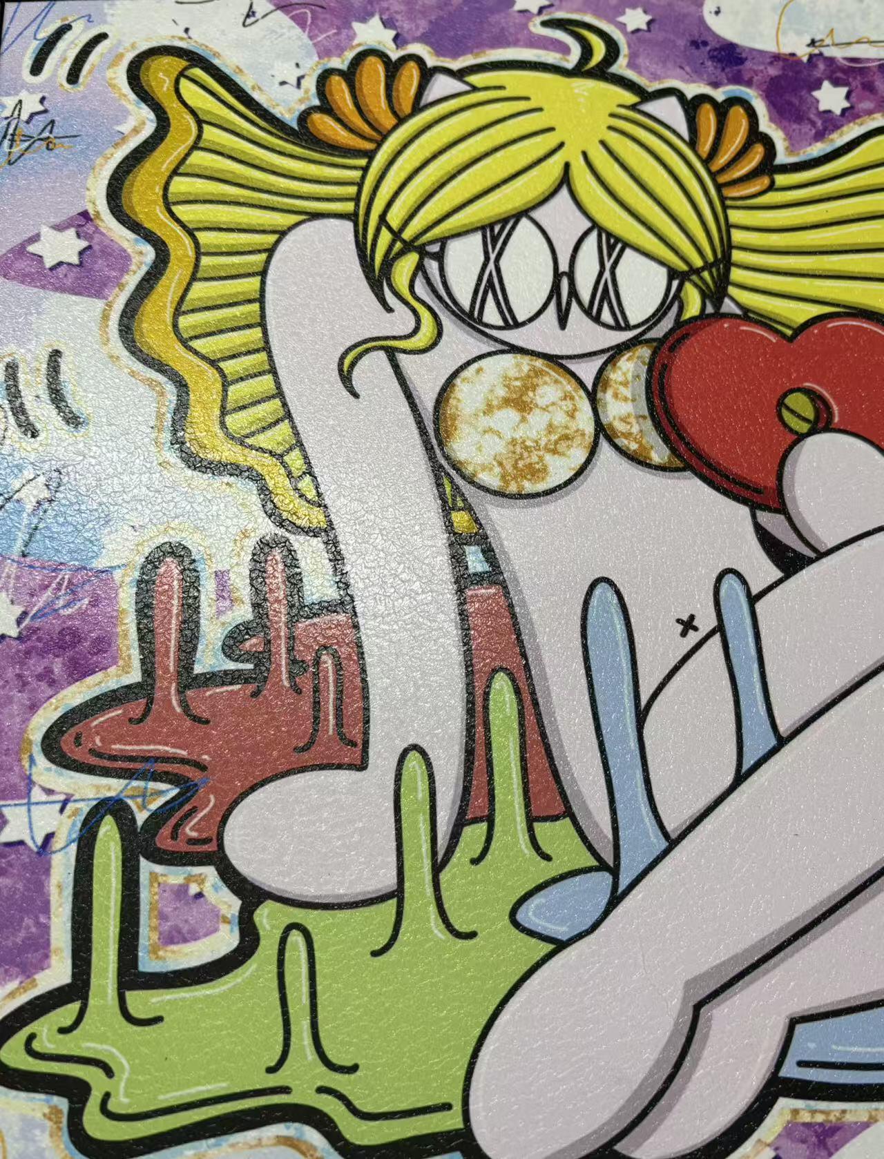 零元拍：歪歪 OWSON 系列作品装饰肌理画《十二星座-处女座》，相框尺寸35/35CM。因展品出展，镜框可能有轻微划痕，介意勿拍