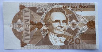 2025第25场（总第225期）：精品测试钞、塑料钞、纪念券、外钞综合场 - 德纳罗DLR  “查尔斯.巴贝奇～货币系列”20面值单面凹印测试钞（有中折）