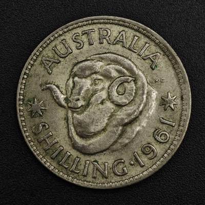 【淘币小摊】实时拍第八百二十一拍   散币场   满百包邮可预留二周 每周一统一发货   - 澳大利亚1961年伊丽莎白二世一先令绵羊银币