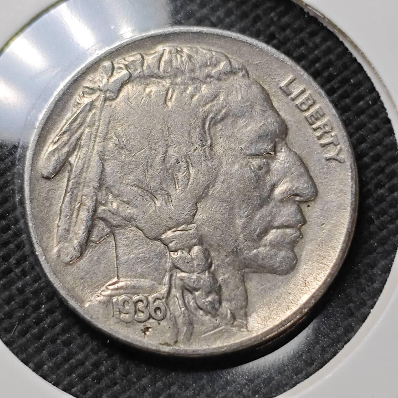 KK钱币收藏小铺 第375期  2月预留时间 周末发货  1936美国5分镍币 年份清楚