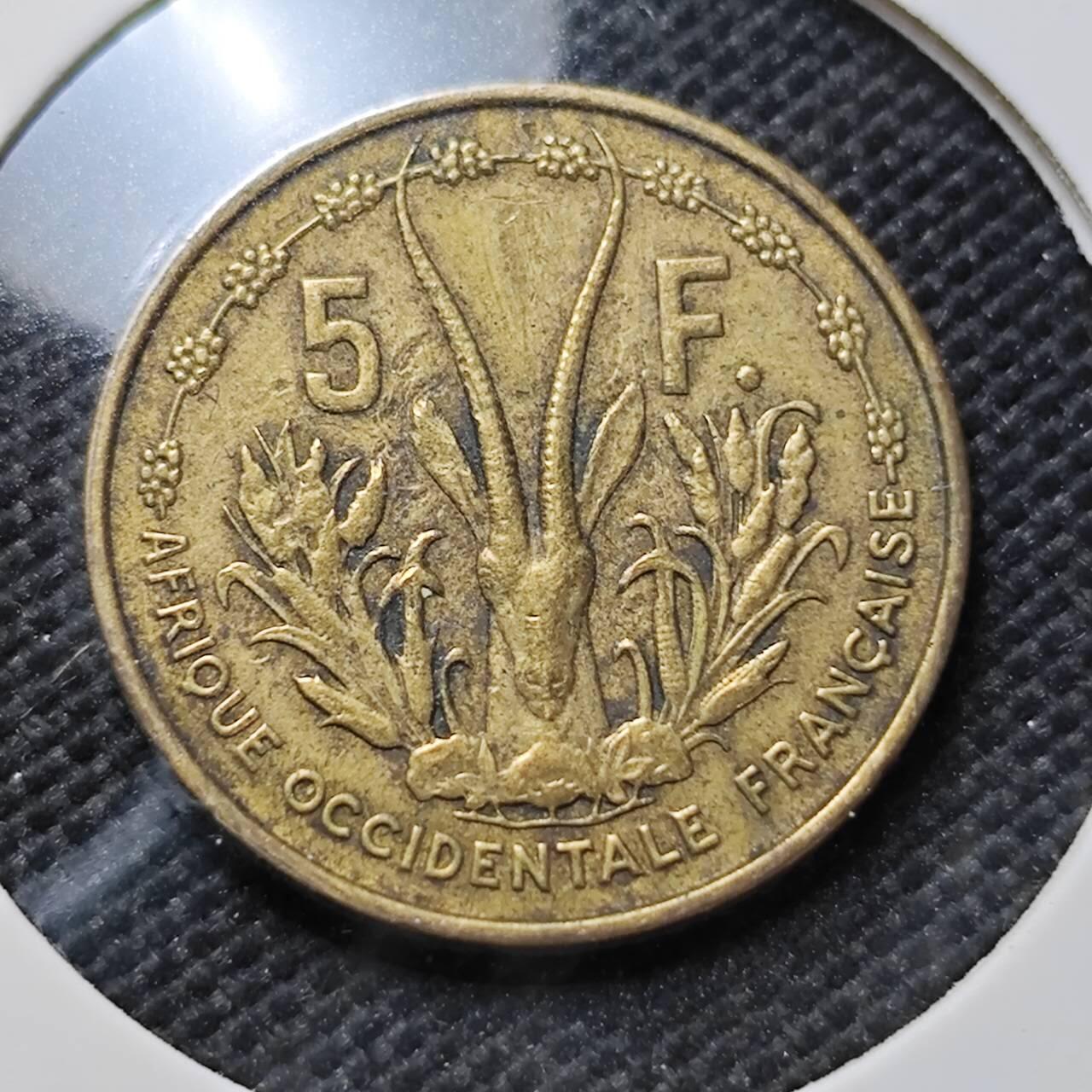 KK钱币收藏小铺 第375期  2月预留时间 周末发货  法属西非5法郎