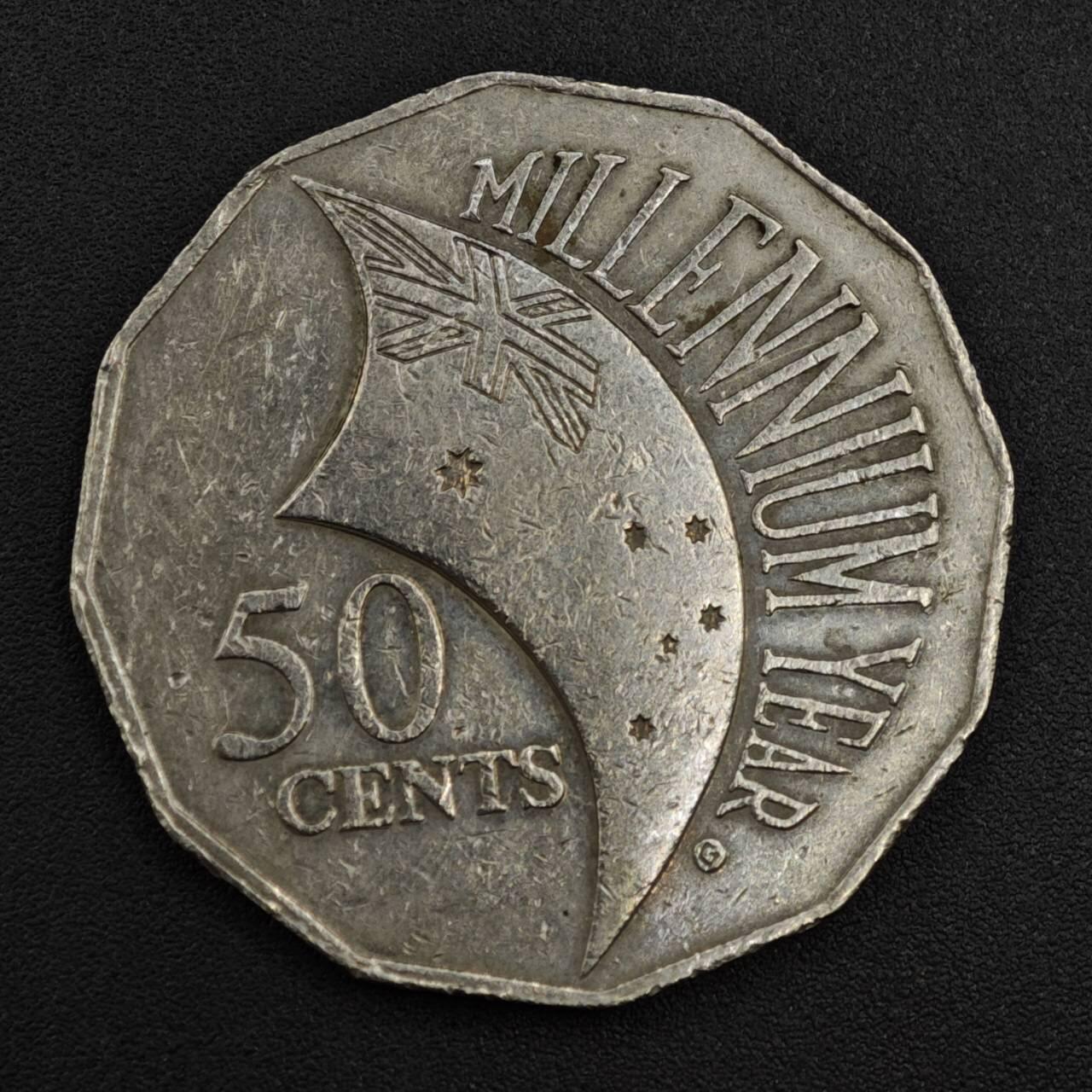 【淘币小摊】实时拍第八百二十一拍   散币场   满百包邮可预留二周 每周一统一发货   澳大利亚2000年50分纪念币