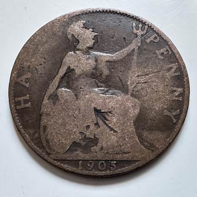 🌹外币初藏🌹🐯2025年第138场  每周二四六晚8️⃣点 接代拍 - 英国1905年半便士