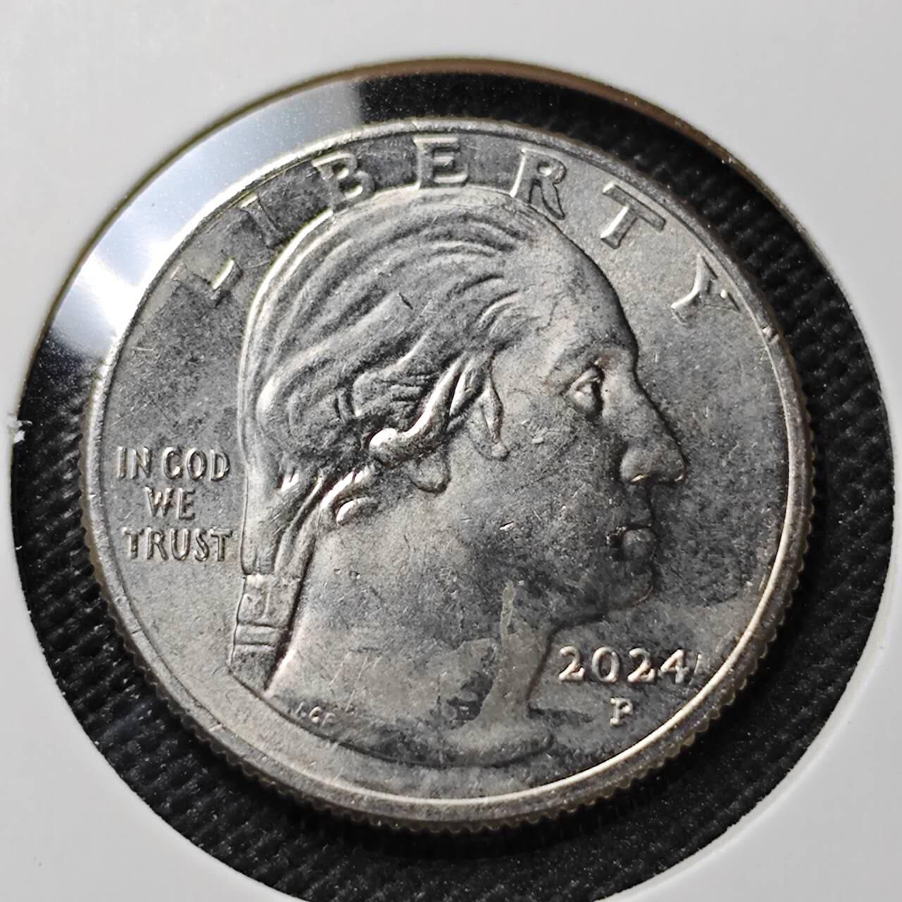 KK钱币收藏小铺 第375期  2月预留时间 周末发货  2024美国25分纪念币 好品