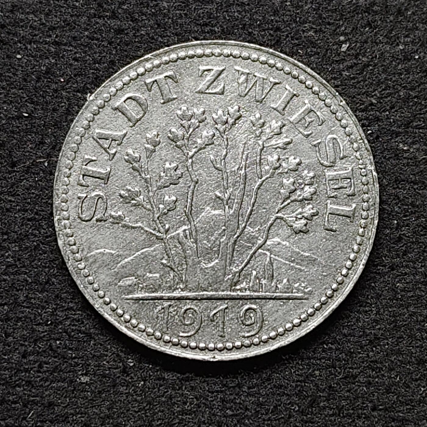 【全场包邮】纯粹捡漏拍484场（免费代拍第21场） 德国紧急状态茨维瑟尔1919年20芬妮锌币