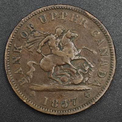 【淘币小摊】实时拍第八百二十一拍   散币场   满百包邮可预留二周 每周一统一发货   - 上加拿大1857年马剑一便士铜币代币
