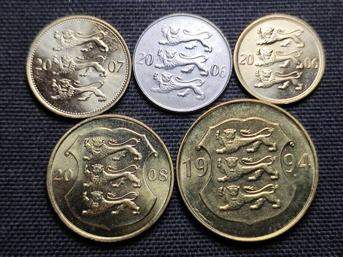 KK钱币收藏小铺 第375期  2月预留时间 周末发货  爱沙尼亚大小面值一组好品