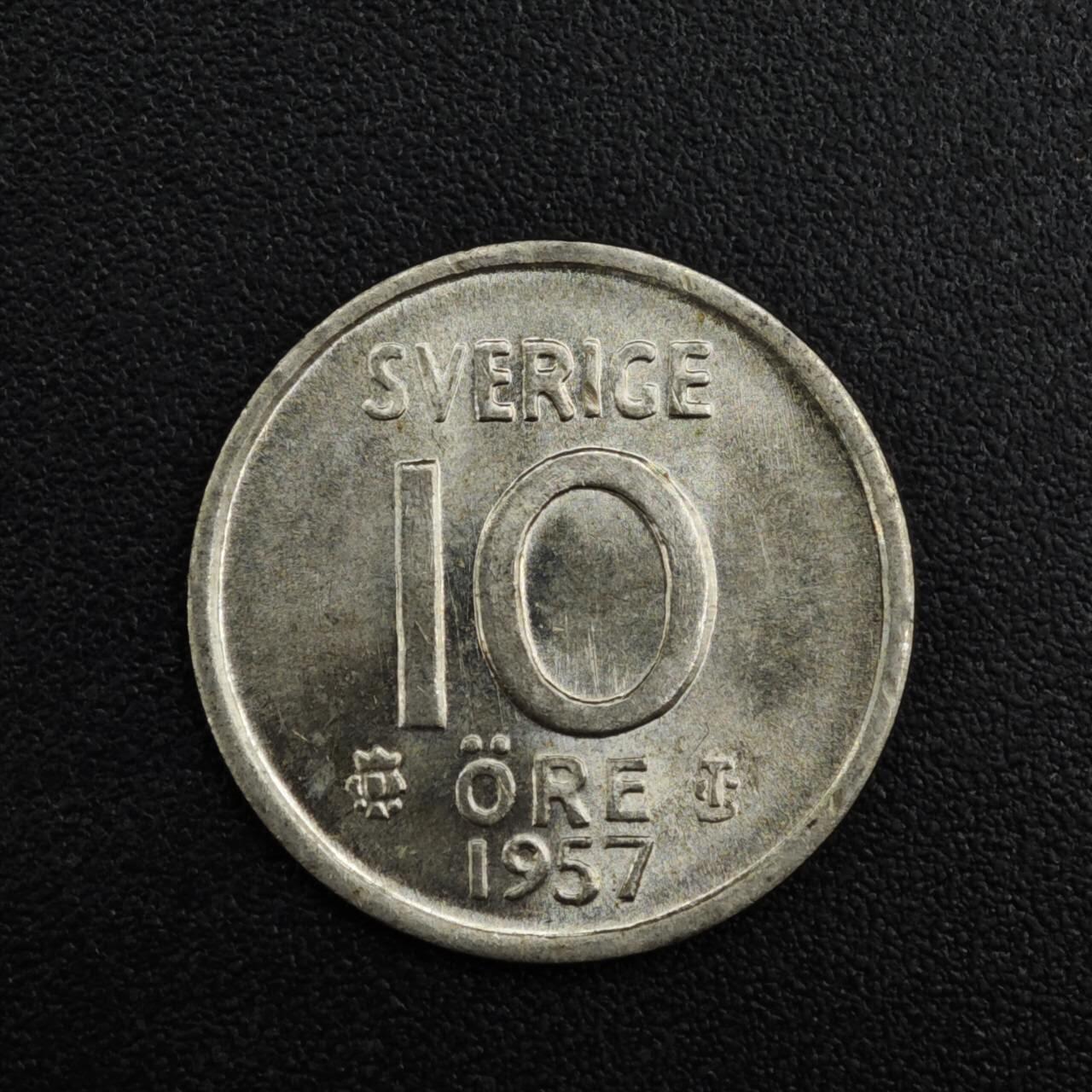 【淘币小摊】实时拍第八百二十一拍   散币场   满百包邮可预留二周 每周一统一发货   瑞典1957年10欧尔银币