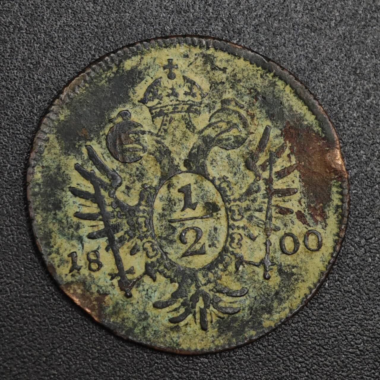 【淘币小摊】实时拍第八百二十一拍   散币场   满百包邮可预留二周 每周一统一发货   奥地利1800年1/2克鲁泽铜币