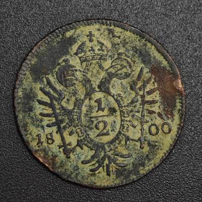 【淘币小摊】实时拍第八百二十一拍   散币场   满百包邮可预留二周 每周一统一发货   - 奥地利1800年1/2克鲁泽铜币