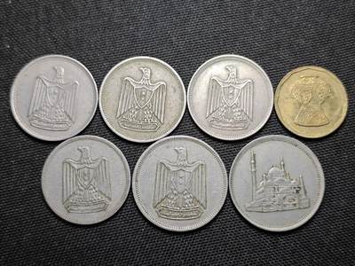 KK钱币收藏小铺 第375期  2月预留时间 周末发货 -  埃及一组7枚